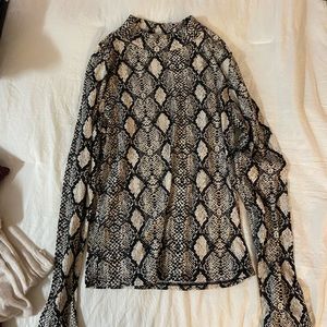 Snakeskin mock neck long sleeve